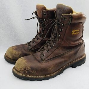 Chippewa 10" Brown Leather Boots, Mens 14 M - Waterproof Insulated Work 25950